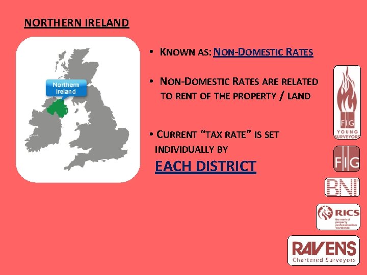 NORTHERN IRELAND • KNOWN AS: NON-DOMESTIC RATES • NON-DOMESTIC RATES ARE RELATED TO RENT