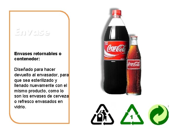 Envases retornables o contenedor: Diseñado para hacer devuelto al envasador, para que sea esterilizado