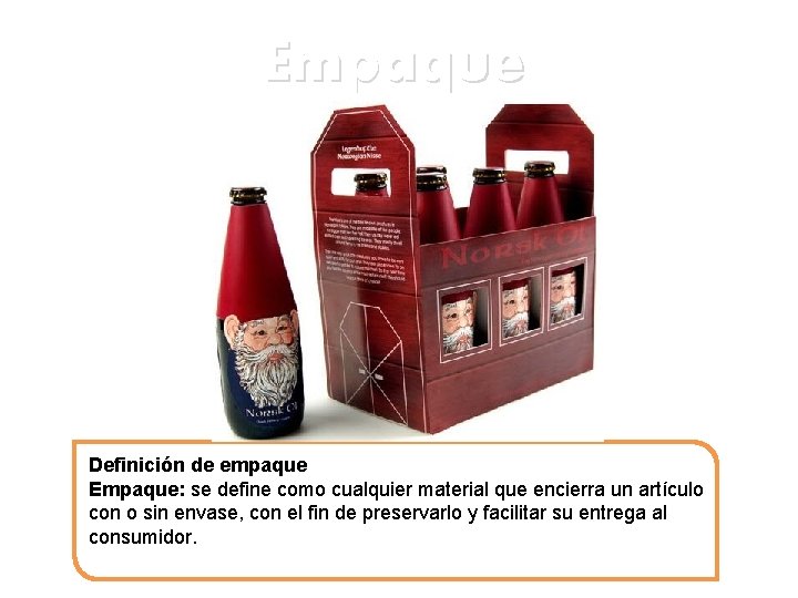 Empaque Definición de empaque Empaque: se define como cualquier material que encierra un artículo