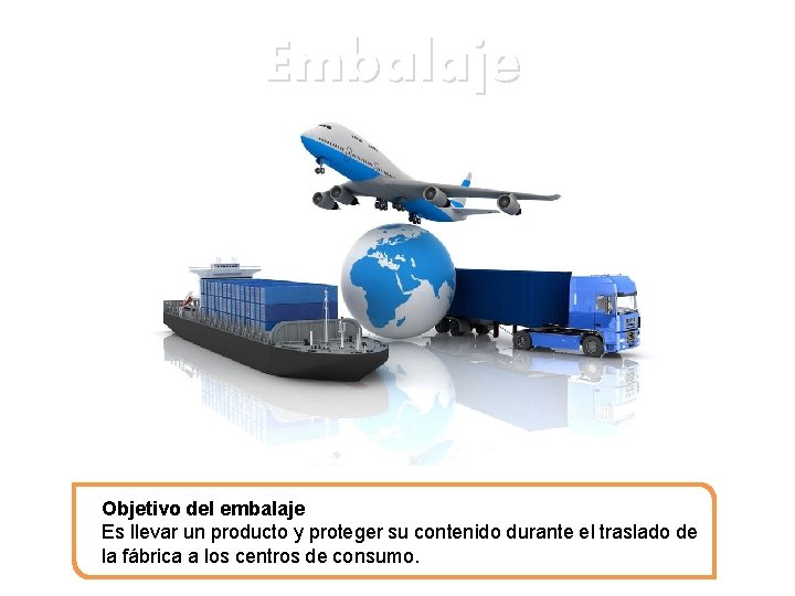 Embalaje Objetivo del embalaje Es llevar un producto y proteger su contenido durante el