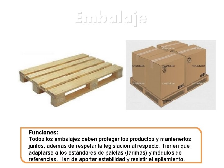 Embalaje Funciones: Todos los embalajes deben proteger los productos y mantenerlos juntos, además de