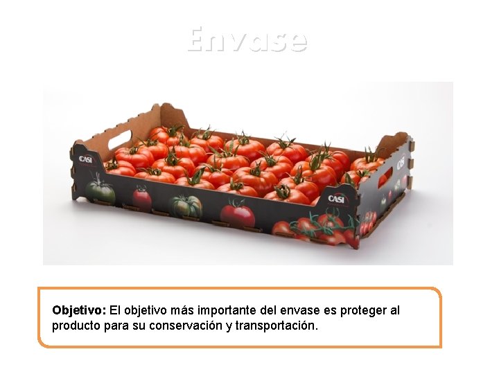 Envase Objetivo: El objetivo más importante del envase es proteger al producto para su