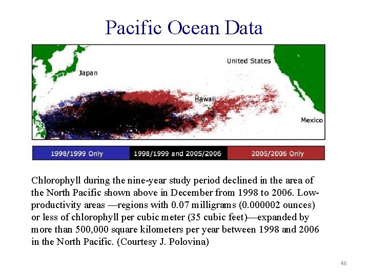 Pacific Ocean Data Chlorophyll during the nine-year study period declined in the area of
