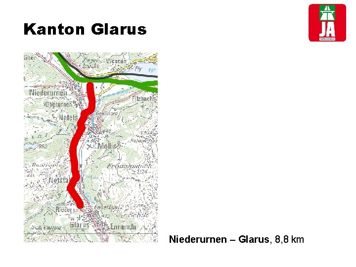 Kanton Glarus Niederurnen – Glarus, 8, 8 km 