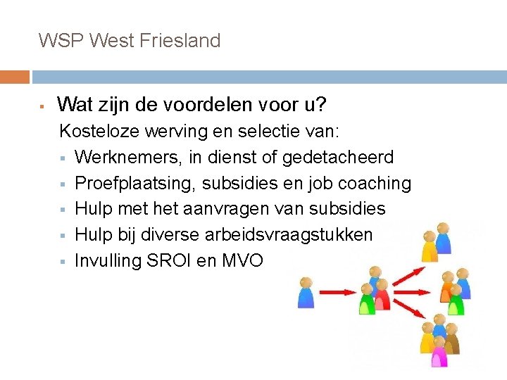 WSP West Friesland § Wat zijn de voordelen voor u? Kosteloze werving en selectie