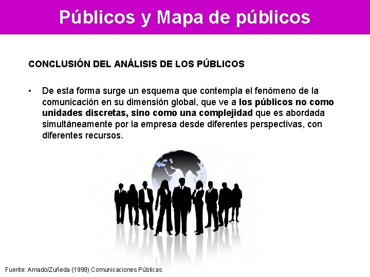 Públicos y Mapa de públicos CONCLUSIÓN DEL ANÁLISIS DE LOS PÚBLICOS • De esta