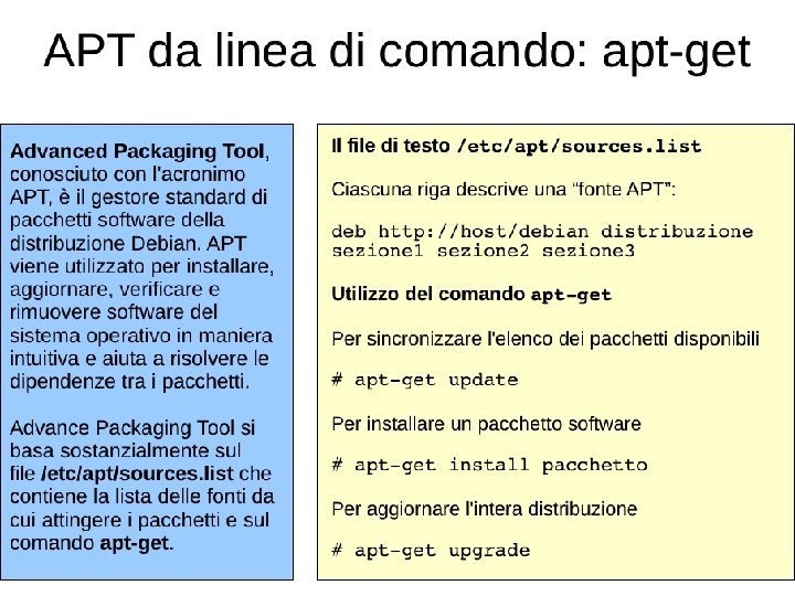 Amministrare Gnu/Linux Il sistema di gestione dei pacchetti APT PAG. 201 - 206 A.