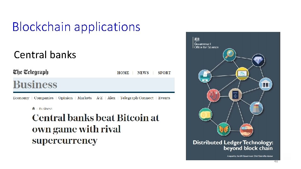 Blockchain applications Central banks 48 