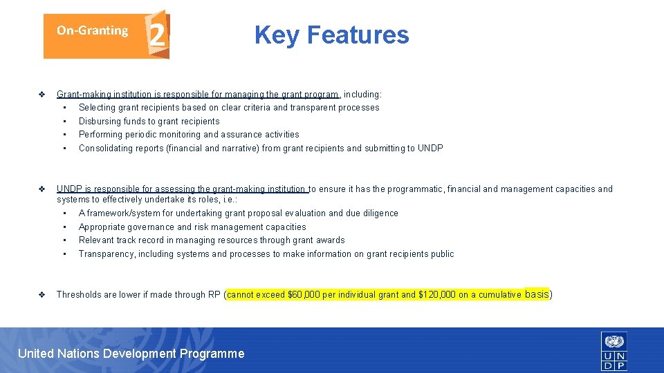 On-Granting v Selecting grant recipients based on clear criteria and transparent processes Disbursing funds