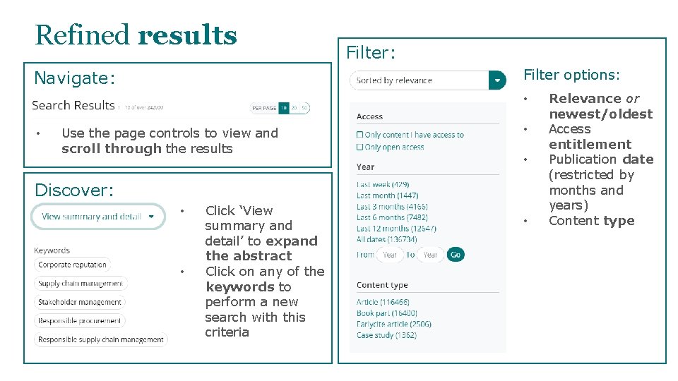 Refined results Filter: Filter options: Navigate: • • Use the page controls to view
