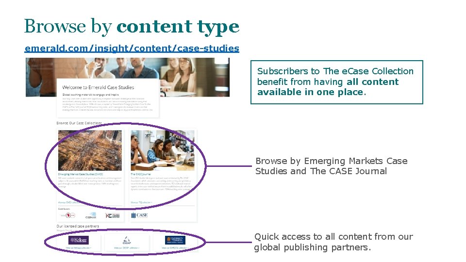 Browse by content type emerald. com/insight/content/case-studies Subscribers to The e. Case Collection benefit from