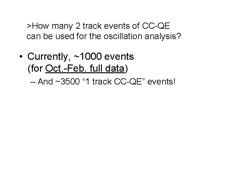 >How many 2 track events of CC-QE can be used for the oscillation analysis?