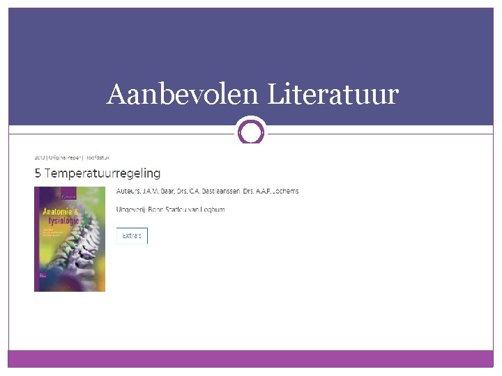 Aanbevolen Literatuur 