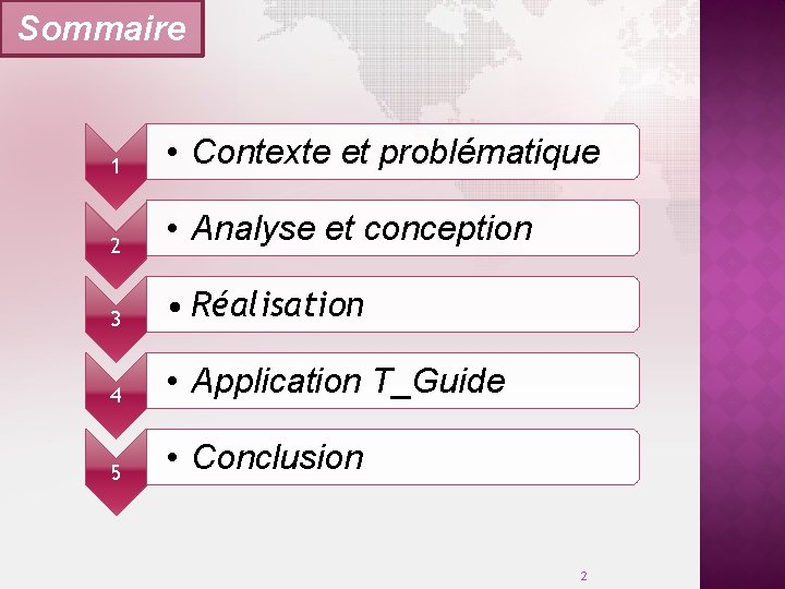 Sommaire 1 • Contexte et problématique 2 • Analyse et conception 3 • Réalisation