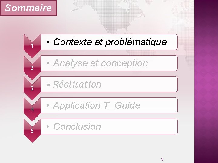 Sommaire 1 • Contexte et problématique 2 • Analyse et conception 3 • Réalisation