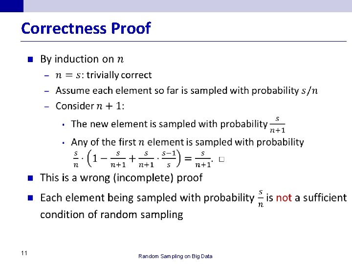 Correctness Proof n 11 Random Sampling on Big Data 