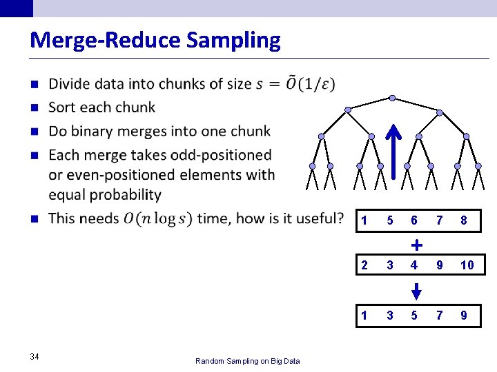 Merge-Reduce Sampling n 1 34 Random Sampling on Big Data 5 2 3 1