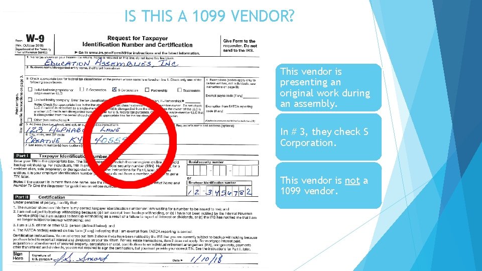 IS THIS A 1099 VENDOR? This vendor is presenting an original work during an