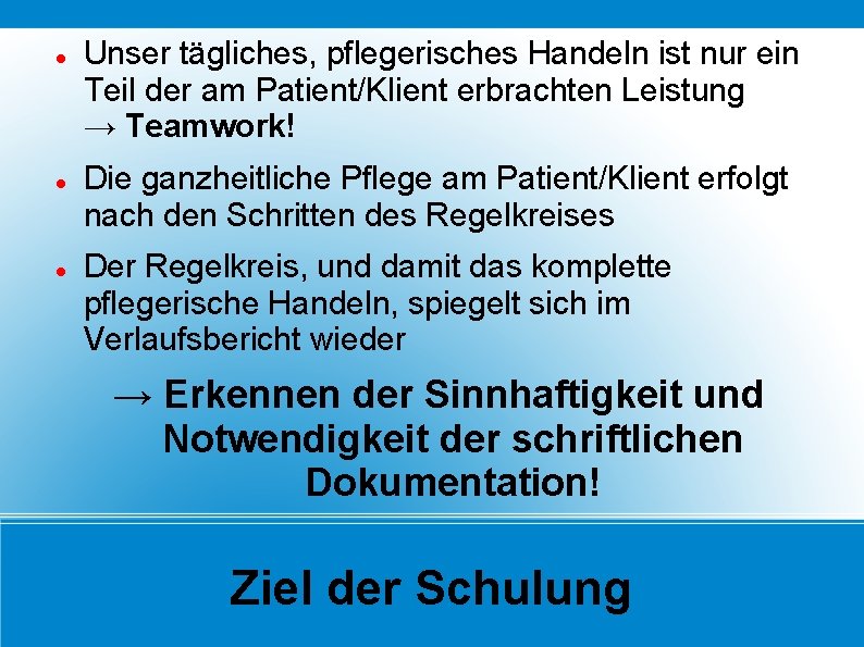  Unser tägliches, pflegerisches Handeln ist nur ein Teil der am Patient/Klient erbrachten Leistung