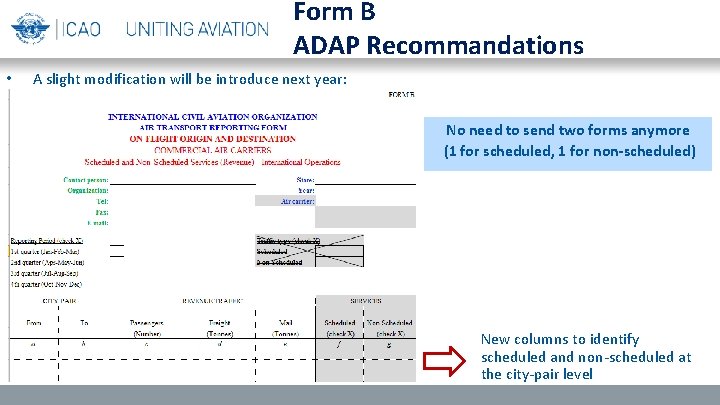 Form B ADAP Recommandations • A slight modification will be introduce next year: No