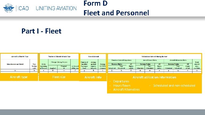 Form D Fleet and Personnel Part I - Fleet Aircraft type Fleet size Aircraft