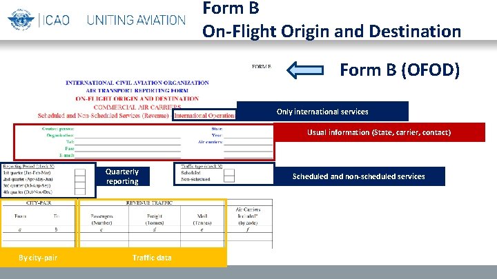 Form B On-Flight Origin and Destination Form B (OFOD) Only international services Usual information