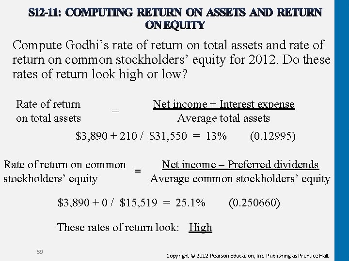 Compute Godhi’s rate of return on total assets and rate of return on common