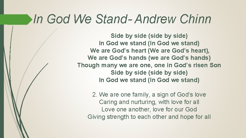 In God We Stand– Andrew Chinn Side by side (side by side) In God