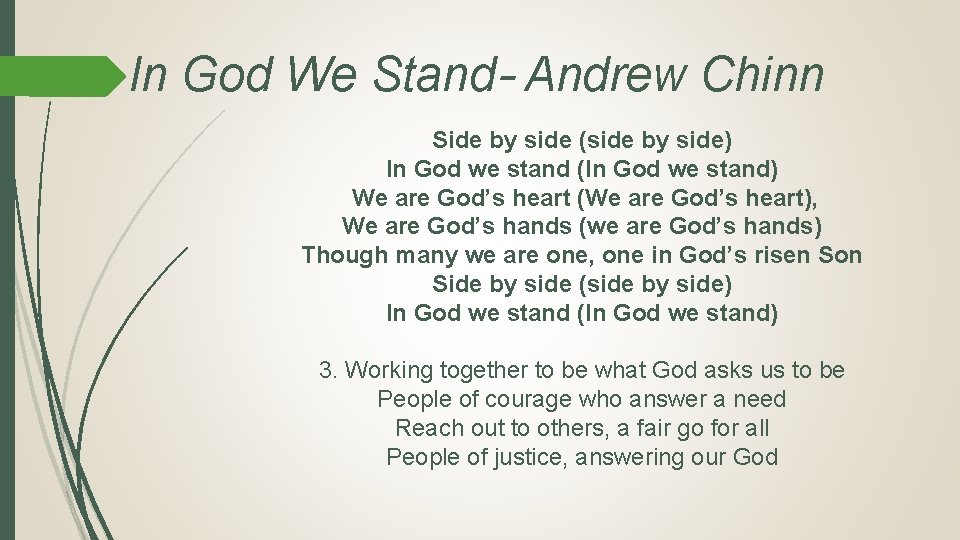 In God We Stand– Andrew Chinn Side by side (side by side) In God
