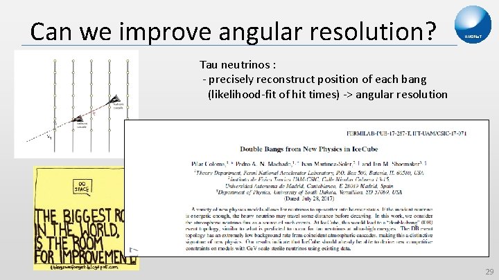 Can we improve angular resolution? Tau neutrinos : - precisely reconstruct position of each