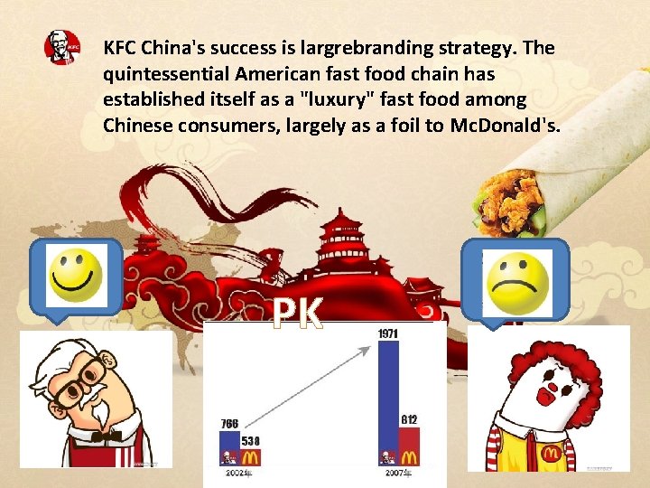 KFC China's success is largrebranding strategy. The quintessential American fast food chain has established