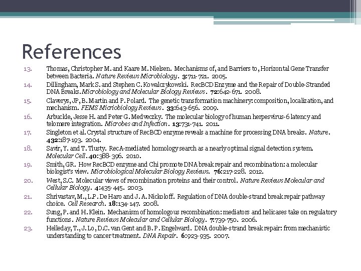 References 13. 14. 15. 16. 17. 18. 19. 20. 21. 22. 23. Thomas, Christopher