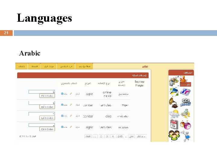 Languages 21 Arabic 