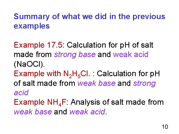 Summary of what we did in the previous examples Example 17. 5: Calculation for