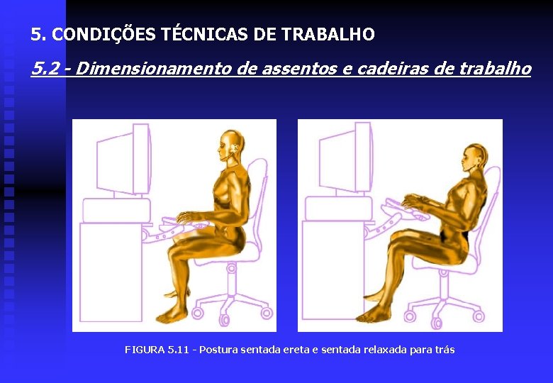 5. CONDIÇÕES TÉCNICAS DE TRABALHO 5. 2 - Dimensionamento de assentos e cadeiras de