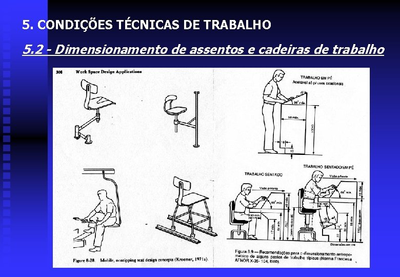 5. CONDIÇÕES TÉCNICAS DE TRABALHO 5. 2 - Dimensionamento de assentos e cadeiras de