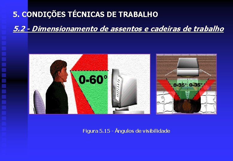 5. CONDIÇÕES TÉCNICAS DE TRABALHO 5. 2 - Dimensionamento de assentos e cadeiras de