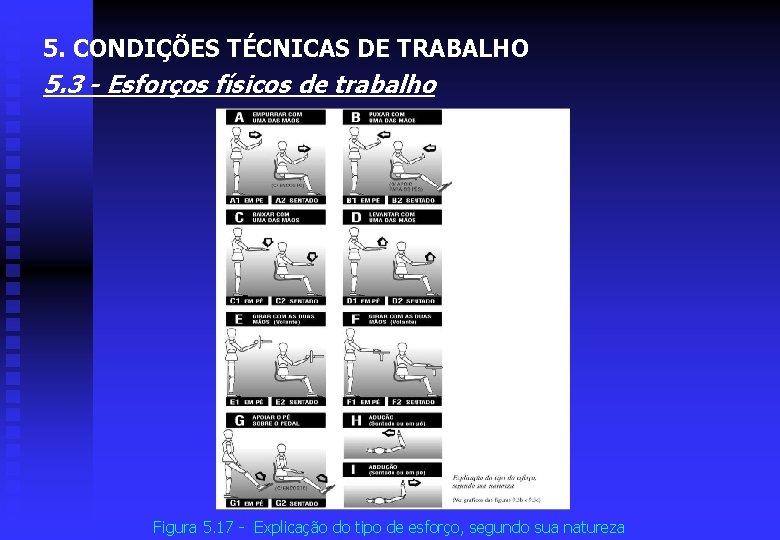 5. CONDIÇÕES TÉCNICAS DE TRABALHO 5. 3 - Esforços físicos de trabalho Figura 5.