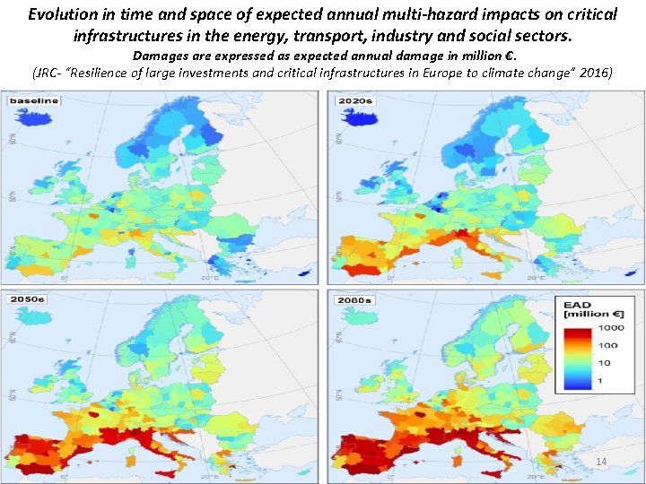 Evolution in time and space of expected annual multi-hazard impacts on critical infrastructures in