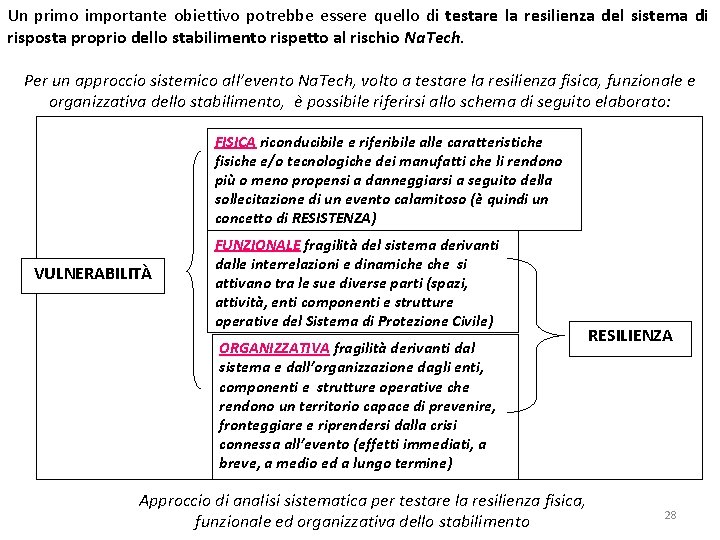 Un primo importante obiettivo potrebbe essere quello di testare la resilienza del sistema di