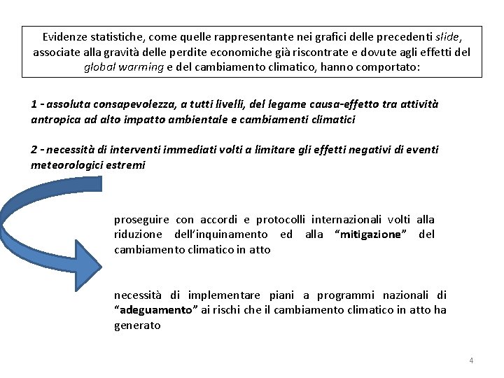 Evidenze statistiche, come quelle rappresentante nei grafici delle precedenti slide, associate alla gravità delle