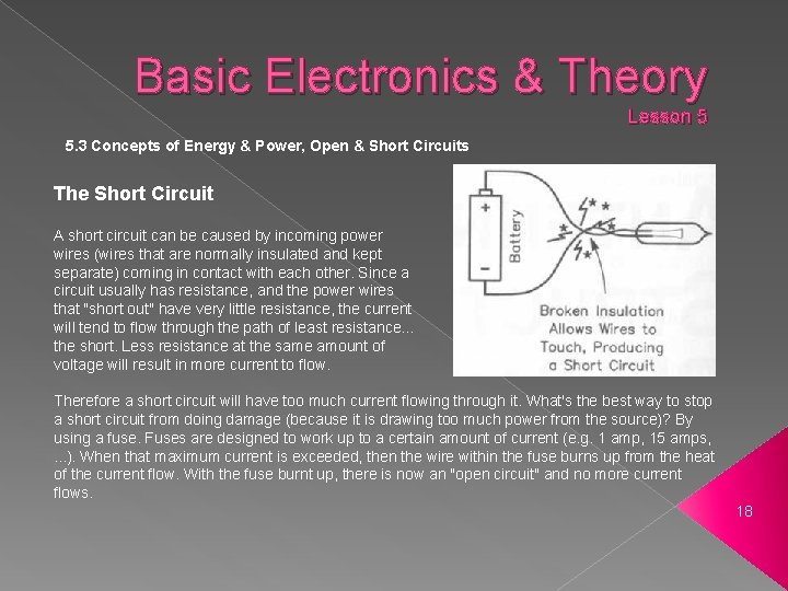 Basic Electronics & Theory Lesson 5 5. 3 Concepts of Energy & Power, Open