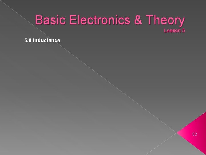 Basic Electronics & Theory Lesson 5 5. 9 Inductance 52 