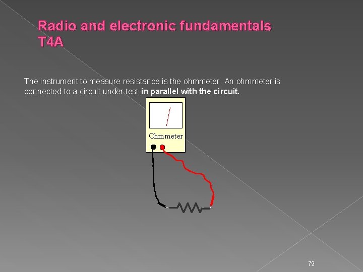 Radio and electronic fundamentals T 4 A The instrument to measure resistance is the