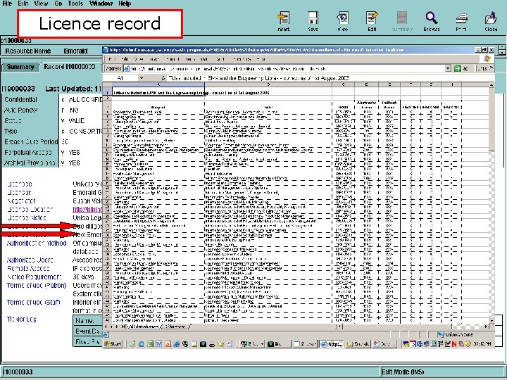 Licence record 