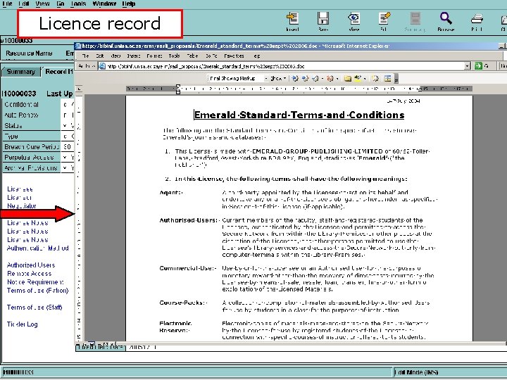 Licence record 