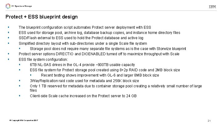 Protect + ESS blueprint design § § § The blueprint configuration script automates Protect