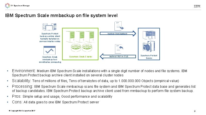 IBM Spectrum Scale mmbackup on file system level backup (mmbackup) Spectrum Protect backup archive