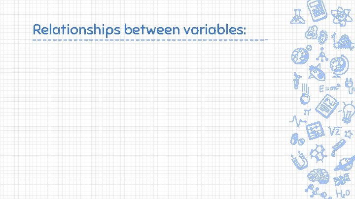 Relationships between variables: 