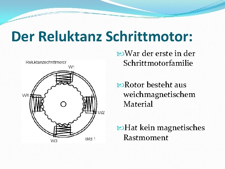 Der Reluktanz Schrittmotor: War der erste in der Schrittmotorfamilie Rotor besteht aus weichmagnetischem Material